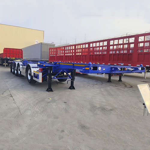 Skeleton container transport semi-trailer